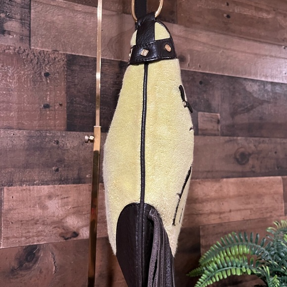 Vintage JUICY Couture Terry Lime Green Yellow Fringe Tassel Bag - Picture 4 of 14